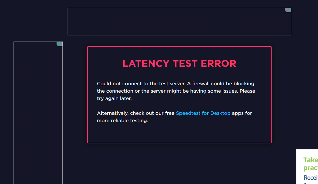 Test error. Эррор тесты. Latency. Ошибки спидтеста.